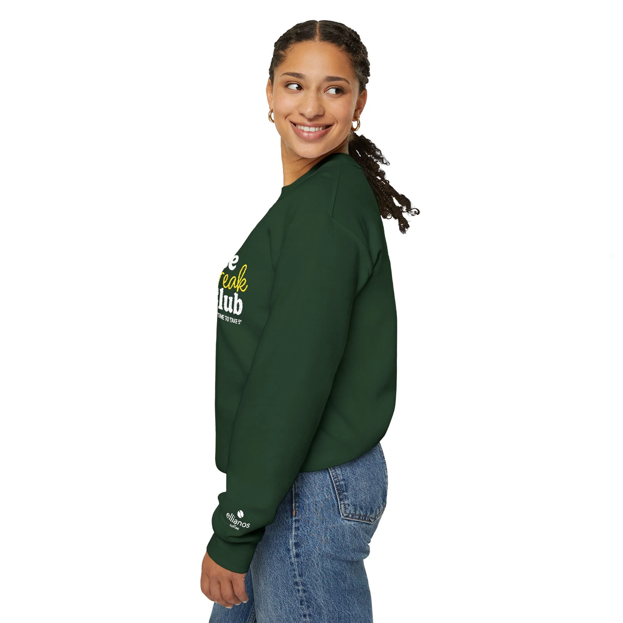 Coffee Break Club Embroidered Crewneck - Green - Image 3